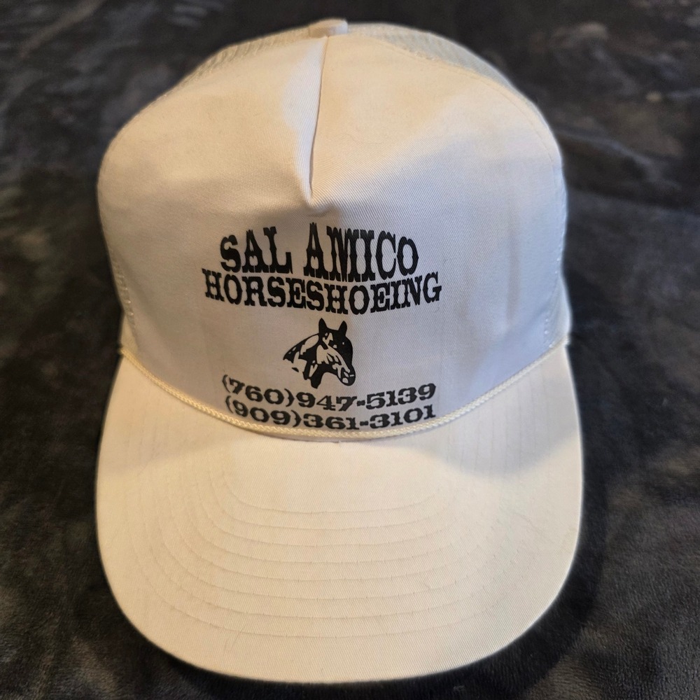 Vintage Sal Amico Horseshoeing Trucker Hat Rope Cap White Mesh Headmost 80s 90s